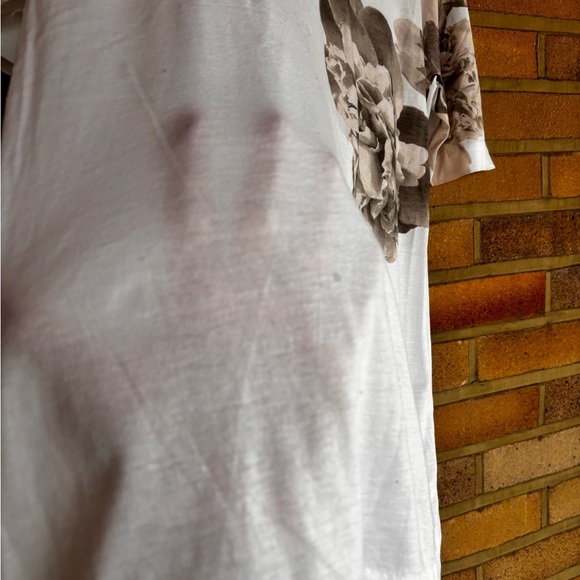 J Crew Women’s Floral Print White and Brown Tissue TShirt 100% Cotton Small - Picture 7 of 8